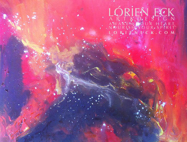 Lagoon Nebula I mixed media painting